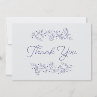 Elegant Light Blue Floral Vines Thank You Card Einladung