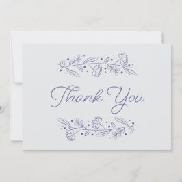 Elegant Light Blue Floral Vines Thank You Card Einladung