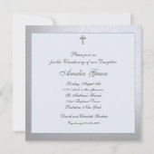 Elegant Light Blue Foto Christening Taufe Einladung (Rückseite)