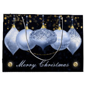 Elegant Light Blue & Gold Baubles Frohe Weihnachte Große Geschenktüte (Rückseite)