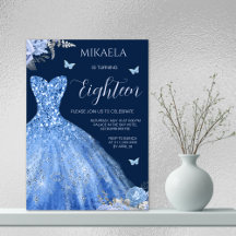 Elegant Light Blue Gown Floral 18. Geburtstag