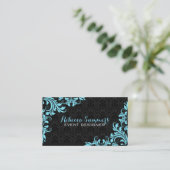 Elegant Light Blue Lace Black Damasks Visitenkarte (Stehend Vorderseite)