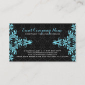 Elegant Light Blue Lace Black Damasks Visitenkarte (Rückseite)