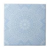 Elegant Light Blue Mandala Fliese (Vorderseite)