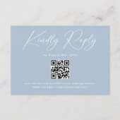 Elegant Light Blue QR Code Wedding RSVP Begleitkarte (Vorderseite)