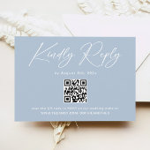 Elegant Light Blue QR Code Wedding RSVP Begleitkarte