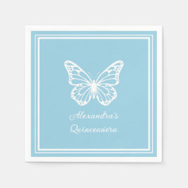Elegant Light Blue Quinceañera - Butterfly  Serviette