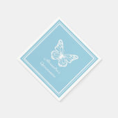 Elegant Light Blue Quinceañera - Butterfly  Serviette (Ecke)