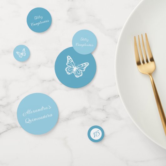 Elegant Light Blue Quinceañera - Schmetterling Konfetti (Gruppe)
