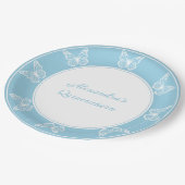 Elegant Light Blue Quinceañera - Schmetterlingskla Pappteller (Schrägansicht)