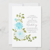 Elegant Light Blue Rose Blumenblütenbotanisch Einladung (Vorderseite)