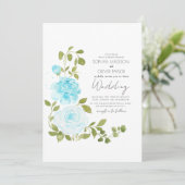 Elegant Light Blue Rose Blumenblütenbotanisch Einladung (Stehend Vorderseite)