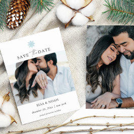 Elegant Light Blue Snowflake Zwei Fotos Hochzeit Save The Date