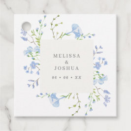 Elegant Light Blue Watercolor Florals Wedding Geschenkanhänger