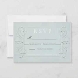 Elegant Light Blue Wedding RSVP Menü Choices Einladung