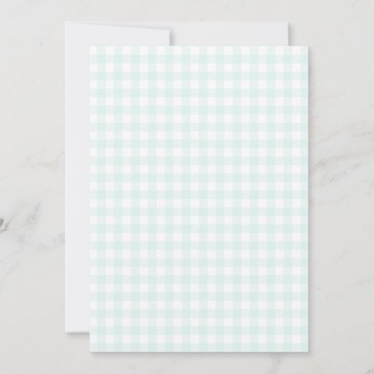 Elegant Light Blue White Gingham Boy Baby Shower Einladung (Rückseite)