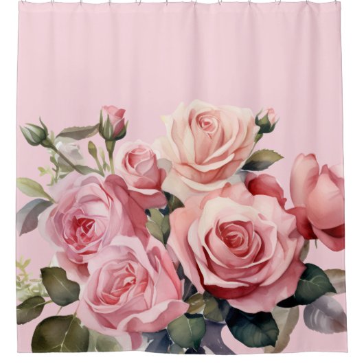 Elegant Light Blush Pink Roses Shower Curtain Duschvorhang (Vorderseite)