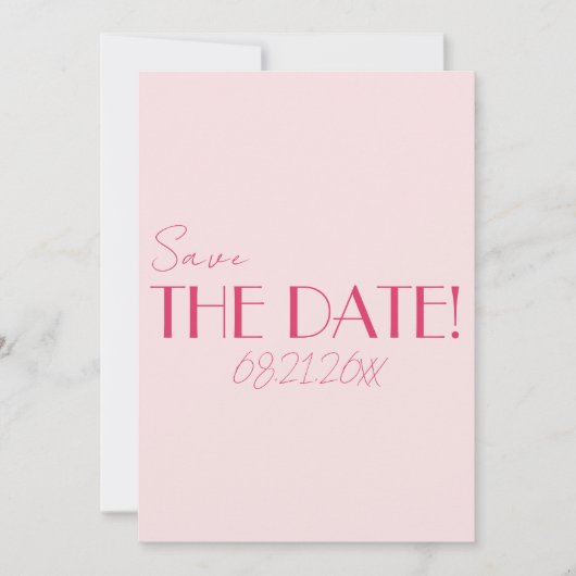 Elegant Light Deep Pink Minimalist Wedding Save The Date (Vorderseite)