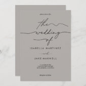 Elegant Light Gray & Black Modern Script Wedding Einladung (Vorne/Hinten)