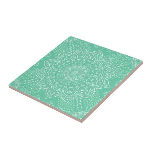 Elegant Light Green Boho Mandala Fliese (Seite)