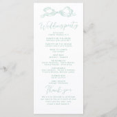 Elegant Light Green Hand Drawn Bow Wedding Program Menükarte (Rückseite)