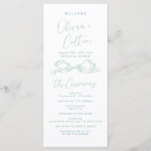 Elegant Light Green Hand Drawn Bow Wedding Program Menükarte (Vorderseite)