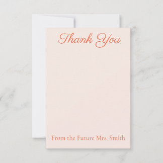 Elegant Light Orange Bridal Shower Thank You Cards Dankeskarte