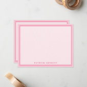 Elegant Light Pink Two Border Name Personalized Mitteilungskarte (Vorderseite/Rückseite Beispiel)