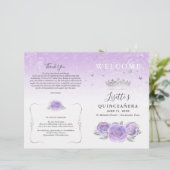 Elegant Light Purple Silver Quinceanera Program (Stehend Vorderseite)