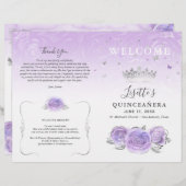 Elegant Light Purple Silver Quinceanera Program (Vorne/Hinten)