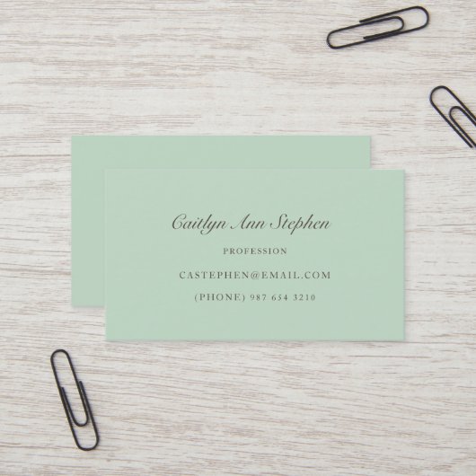 Elegant Light Teal Business Card Visitenkarte (Vorderseite/Rückseite Beispiel)