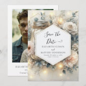 Elegant Lights Mason Jar Wedding Save The Date (Vorne/Hinten)
