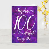 Elegant Lila 100 und wunderbarer Name Geburtstag Karte (Gelbe Blume)