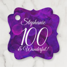Elegant Lila 100 und wunderschöne Geburtstagsparty Geschenkanhänger
