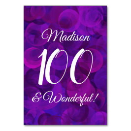 Elegant Lila 100 und wunderschöne Geburtstagsparty Tischnummer