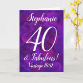 Elegant Lila 40 und fabelhaft Geburtstag individue Karte (Gelbe Blume)