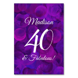 Elegant Lila 40 und fabelhafte Geburtstagsparty Tischnummer