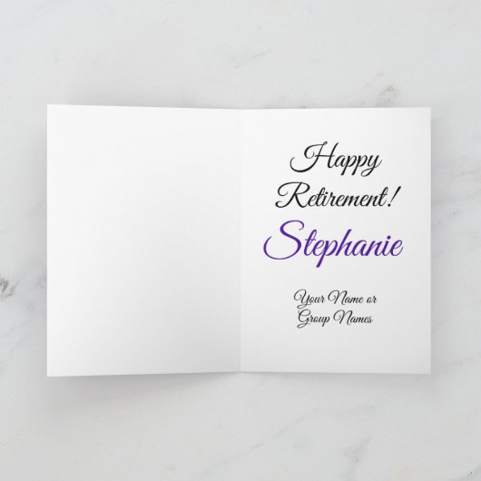 Elegant Lila 55 und ermüdete glückliche Rente Karte (Innenseite)