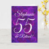 Elegant Lila 55 und ermüdete glückliche Rente Karte (Gelbe Blume)