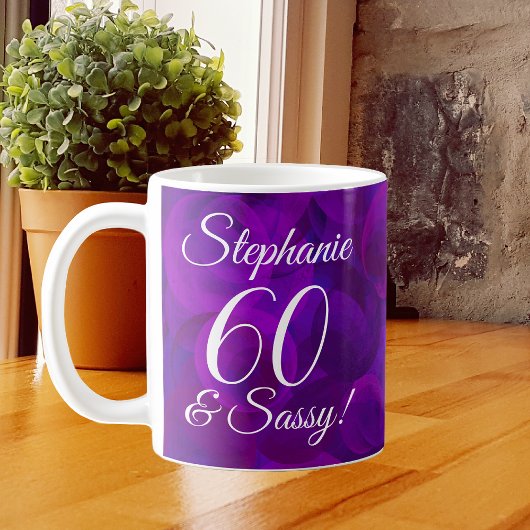 Elegant Lila 60 und Sassy Geburtstag Personalisier Kaffeetasse