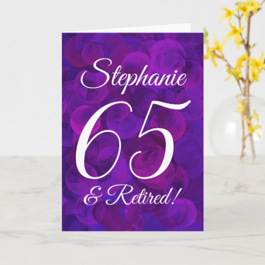 Elegant Lila 65 und müde glückliche Rente Karte (Gelbe Blume)