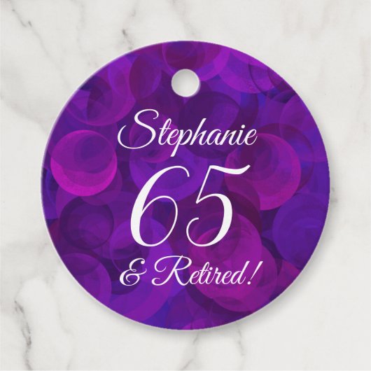 Elegant Lila 65 und Ruhestand Geschenkanhänger (Vorderseite)