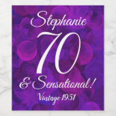 Elegant Lila 70 und sensationell Personalisiert Weinetikett (Einzelnes Label)