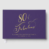 Elegant Lila 80. Geburtstagsparty Gold Gästebuch (Vorderseite)