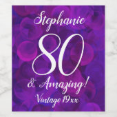 Elegant Lila 80 und Phantastisch Geburtstag person Weinetikett (Einzelnes Label)