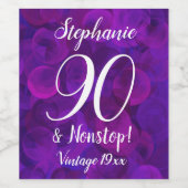 Elegant Lila 90 und Nonstop Geburtstag individuell Weinetikett (Einzelnes Label)