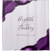 Elegant Lila Agate Silver Lavender Wedding Duschvorhang (Vorderseite)
