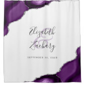 Elegant Lila Agate Silver Newlywed Wedding Duschvorhang (Vorderseite)