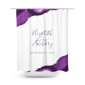 Elegant Lila Agate Silver Newlywed Wedding Duschvorhang