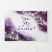 Elegant Lila Amethyst Crystal Geode Wedding Dreifach Gefaltete Einladung (Cover)